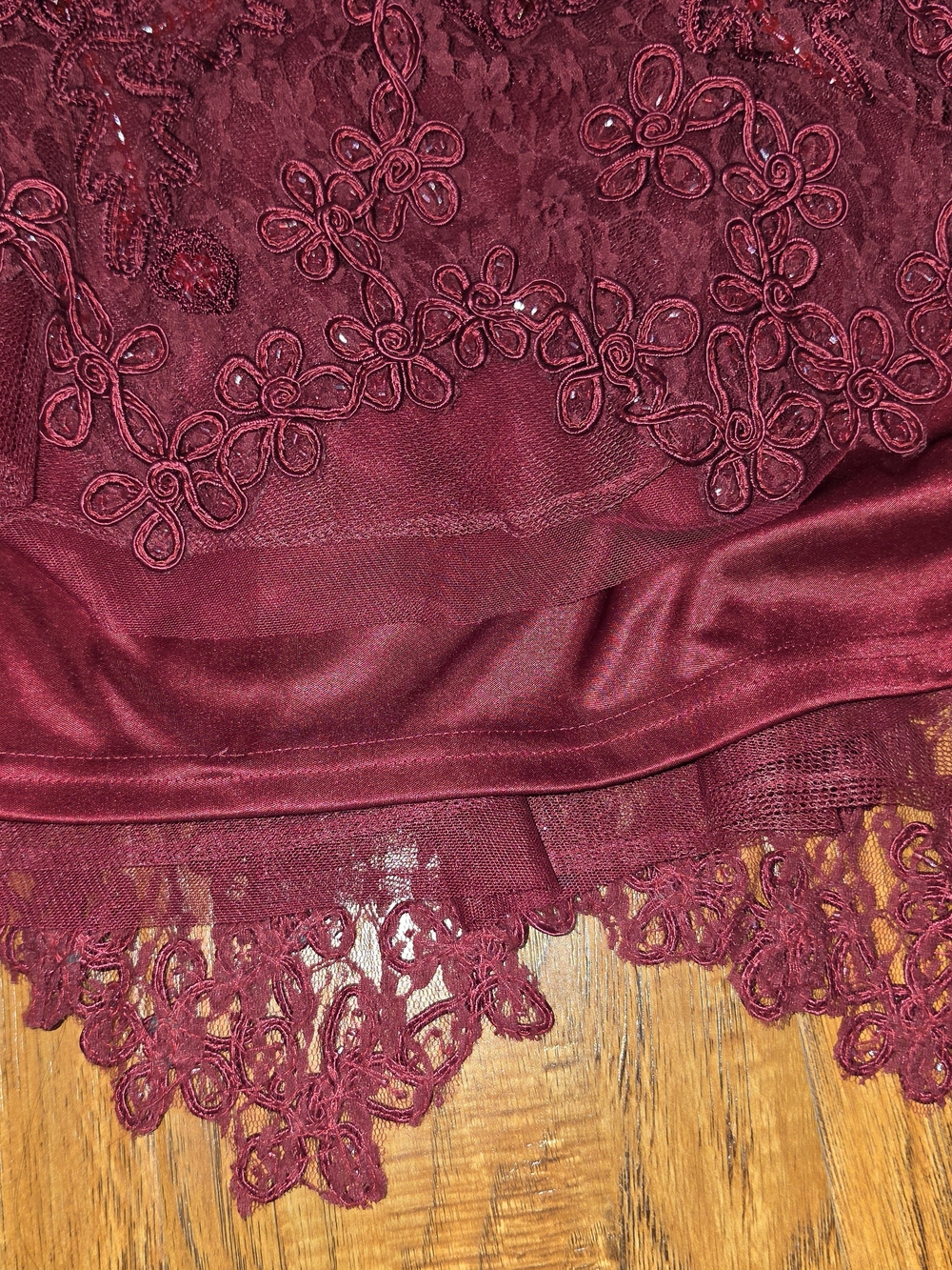 Sue Wong Nocturne Lace Sequin Beaded Evening Cocktail Dress Burgundy Womens Sz12 - Picture 4 of 9